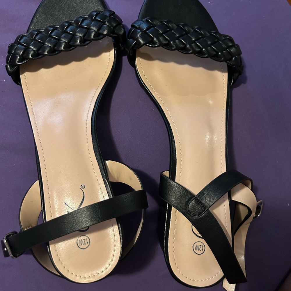 Black Braided Strap Sandals